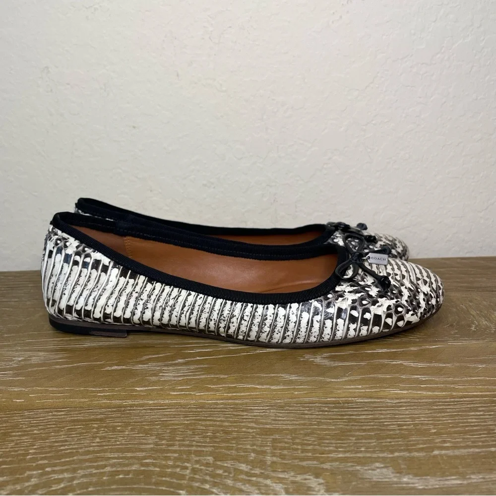Coach Lola Ballet Black and White Snakeskin Flats Size 7
